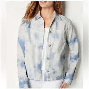 J. Jill Tie- Dyed Blue White Jacket, Size M, NWT